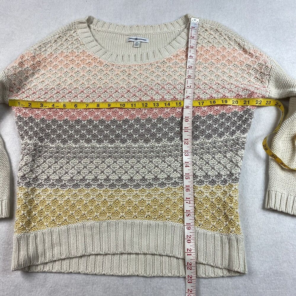 American Eagle Womens Knit Striped Sweater Size S Ivory - Picture 4 of 5